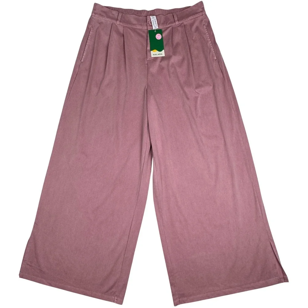 NWT Halara Wide‎ Leg Pants Pleated High Waist Flowy Women XL Mauve Pink Palazzo